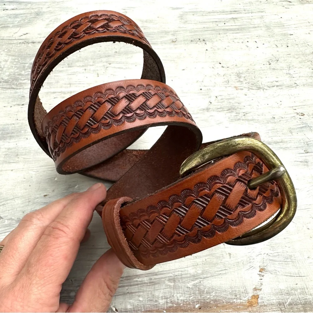 Hand Tooled Western Belt 34”